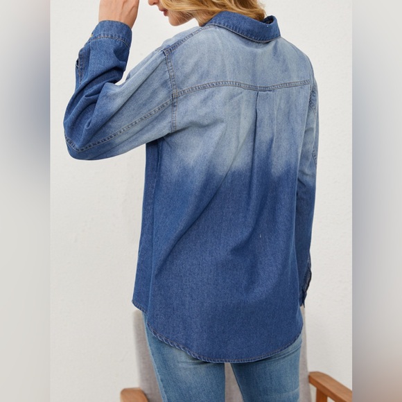 Button Up Long Sleeve Denim Jacket - Picture 4 of 5